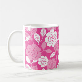CANECA DE CAFÉ PADRÃO DE ROSA (ROSA)
