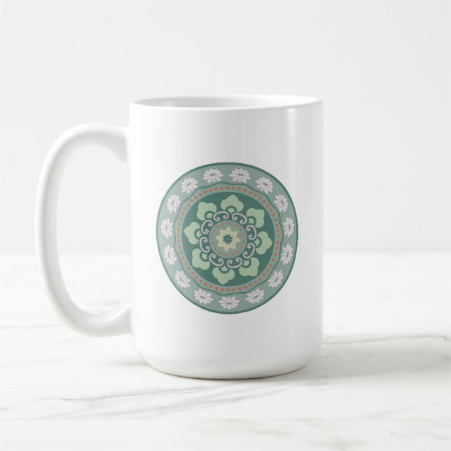 Caneca De Café padrão de roseta verde tradicional chinês (Esquerda)