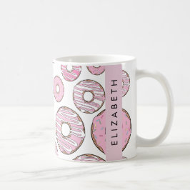 Caneca De Café Padrão De Rosquinhas, Rosquinhas Rosa, Escoamento,