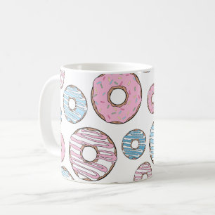 Caneca De Café Padrão De Rosquinhas, Rosquinhas Rosa, Rosquinhas