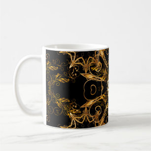 Caneca De Café Padrão de safra. Grade de ouro. Floco de neve, Nat
