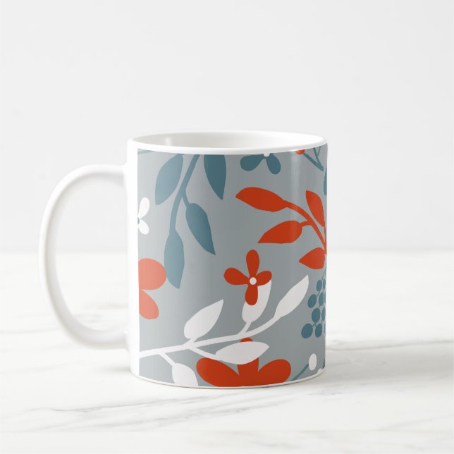 Caneca De Café Padrão de safra simples. fundo cinza, laranja,  (Esquerda)