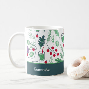 Caneca De Café Padrão de Salada Vegetal com o nome Cozinha Verde