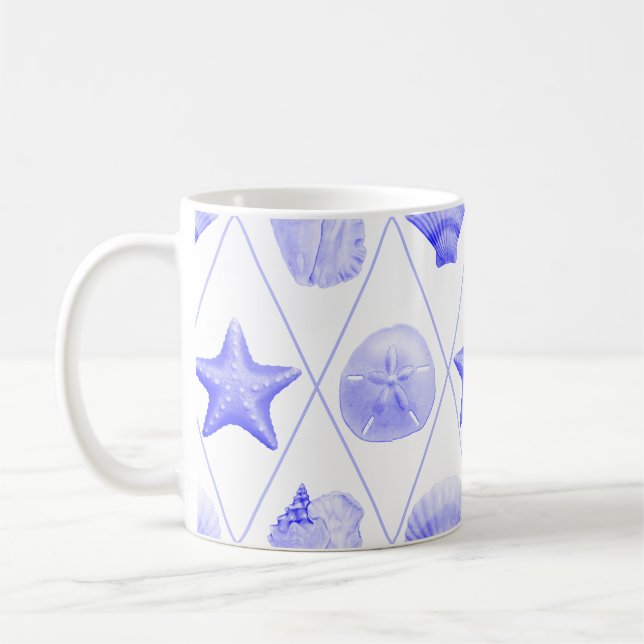 Caneca De Café Padrão de Seashell de Praia (Esquerda)