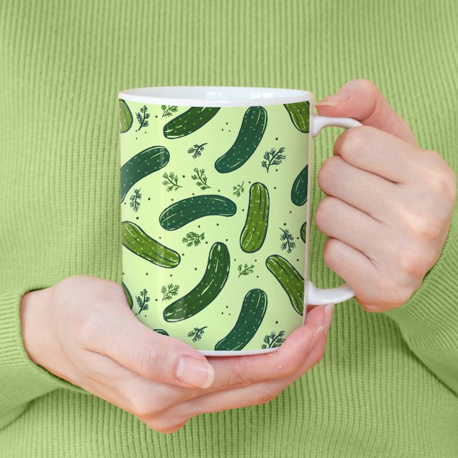 Caneca De Café Padrão de Seletor de Dill Desenhado Mão (Pickle Pattern Mug)