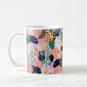 Caneca De Café Padrão de selva sem costura com panteras, colorid