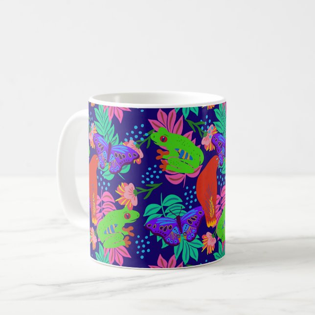 Caneca De Café Padrão de selva vibrante (Frente Esquerda)