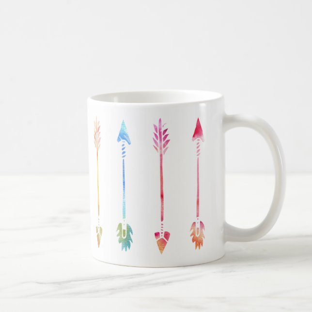 Caneca De Café Padrão de setas de aquarela boêmica (Direita)