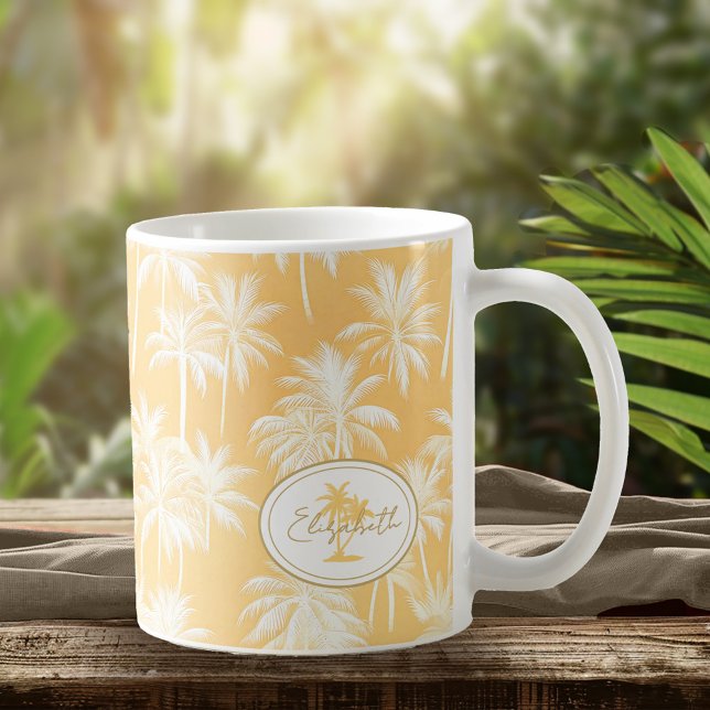 Caneca De Café Padrão de silhueta da palmeira havaiana ID1093 Dou (Criador carregado)