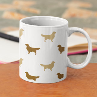 Caneca De Café Padrão de Silhuettes do Cachorro do Retriever do o