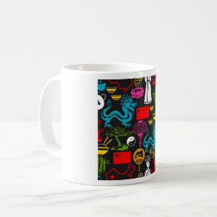 Caneca De Café Padrão de Símbolos da Cultura Chinesa