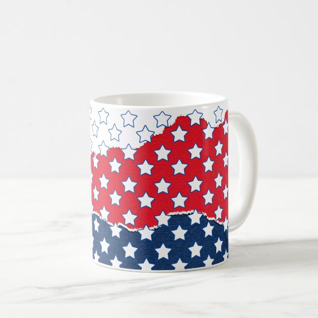 Caneca De Café Padrão de Sinalizador das Estrelas Vermelhas Trend (Frente Esquerda)