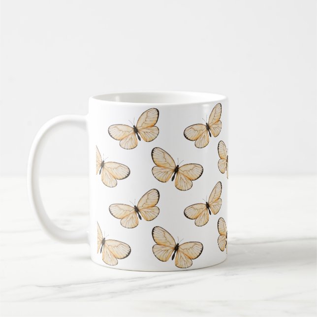 Caneca De Café Padrão de sobrevoo da borboleta elegante (Esquerda)