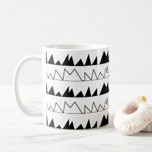Caneca De Café Padrão de Stripe de Chevron Preto e Branco