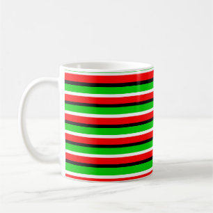 Caneca De Café Padrão de Stripe Verde Vermelho Design