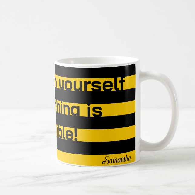 Caneca De Café Padrão de stripes de abelha clássica engraçada (Direita)