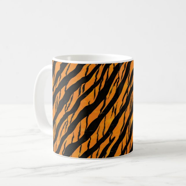 Caneca De Café Padrão de Stripes de Tigre Clássico (Frente Esquerda)