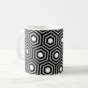 Caneca De Café Padrão de Stripes do Hexágono da Colmeia Branca Pr