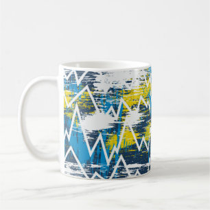 Caneca De Café Padrão de sucesso étnico. Padrão Zigzag. Senti
