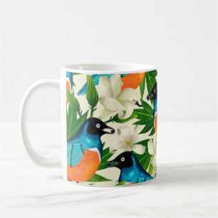 Caneca De Café Padrão de superfície com frutas, folhas e escoam