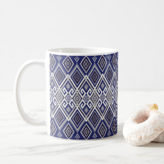 Caneca De Café Padrão de Superfície de Motivo Tribal Azul Naval