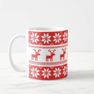 Caneca De Café Padrão de Sweater de Natal Feio| Café Engraçado