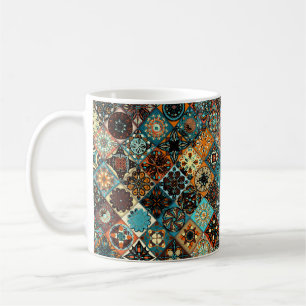 Caneca De Café Padrão de tangerina floral sem costura. Colorida
