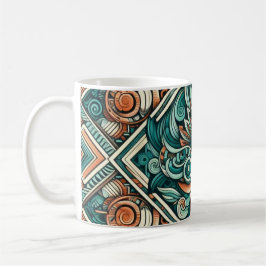 Caneca De Café Padrão de Teal e Terracotta inspirado no asttec