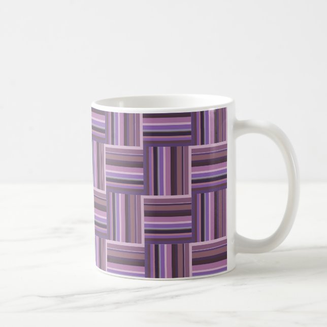 Caneca De Café Padrão de tecelagem de faixas de Mauve (Direita)