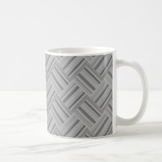Caneca De Café padrão de tecelagem diagonal das faixas de cinza (Direita)