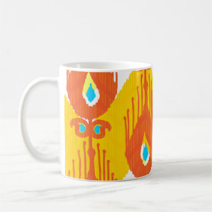 Caneca De Café Padrão De Tecido Ikat: Design de Vintage Étnica.