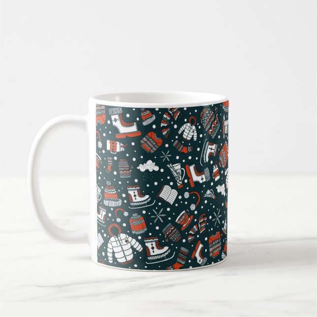 Caneca De Café Padrão de tema do inverno Mug (Esquerda)