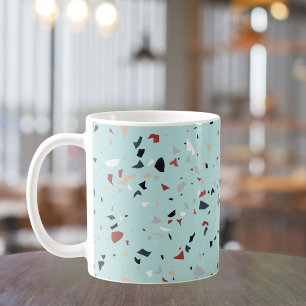 Caneca De Café Padrão de Terrazzo Abstrato Moderno de Meados do S