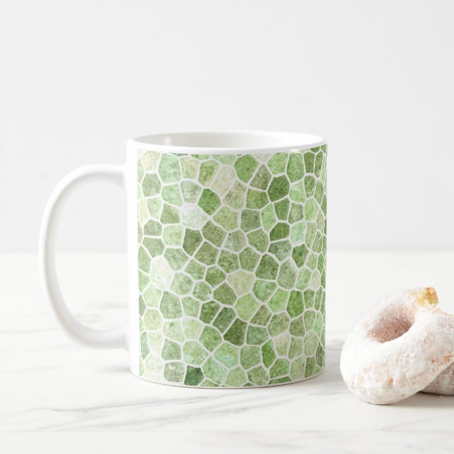 Caneca De Café Padrão de Terrazzo Xadrez Verde Pálido (Com Donut)