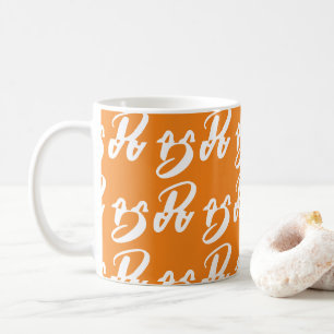 Caneca De Café padrão de texto boo laranja branco de Halloween