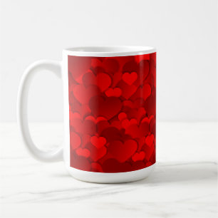 Caneca De Café Padrão de Textura de Corações de Amor Vermelho Rom