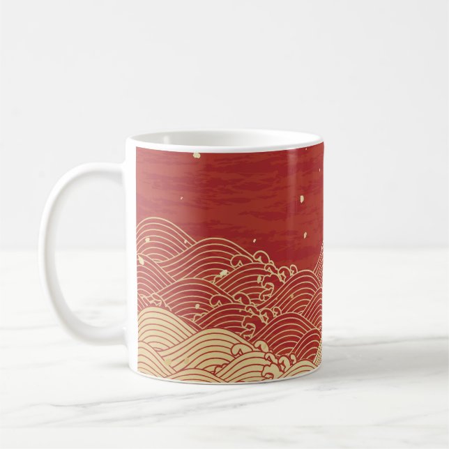 Caneca De Café Padrão de Textura de Papel Wave do ouro (Esquerda)