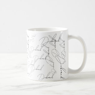 Caneca De Café Padrão de tipografia de nome de fonte fina repetin