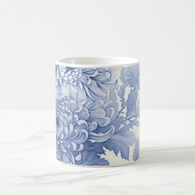 Caneca De Café Padrão de toile de Dahlia Azul (Centro)