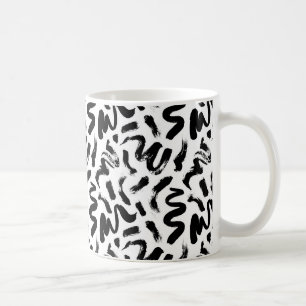 Caneca De Café Padrão de Traço do Pincel de Tinta Preta