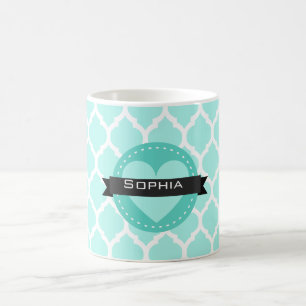 Caneca De Café Padrão de trava marroquina azul claro
