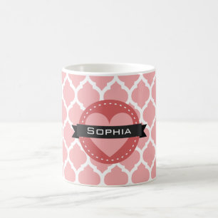 Caneca De Café Padrão de trava marroquina rosa