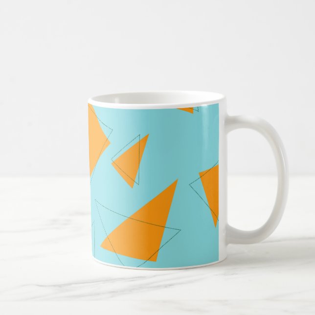 Caneca De Café Padrão de triângulo azul, laranja, legal, moderno (Direita)