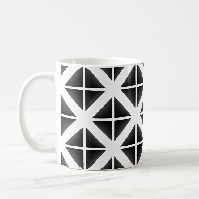 Caneca De Café Padrão de Triângulo de Tendência Preta (Esquerda)
