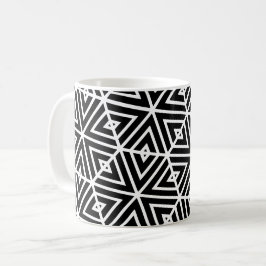 Caneca De Café Padrão de triângulos do Hexágono Negro Branco