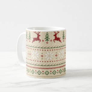 Caneca De Café Padrão de Tricô de Rena de Café de Natal Nórdico