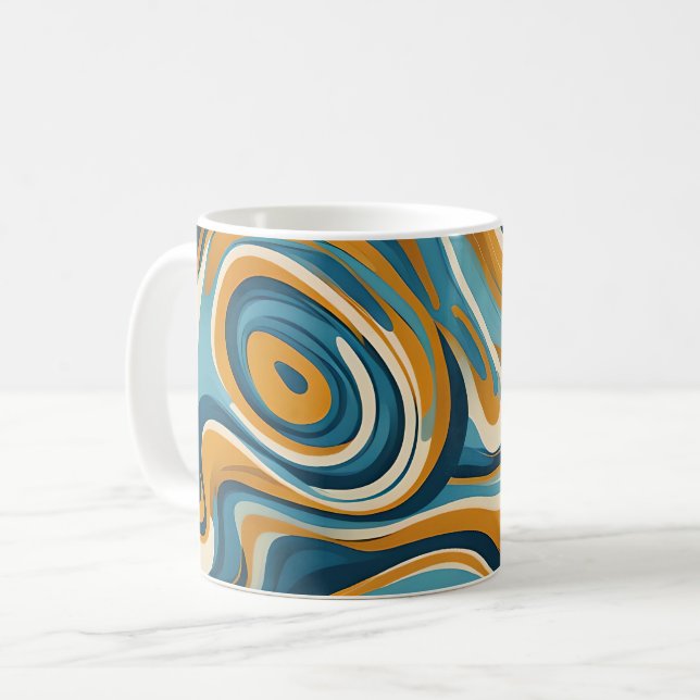 Caneca De Café Padrão De Triquete Azul De Ochre De Rocha Líquida (Frente Esquerda)