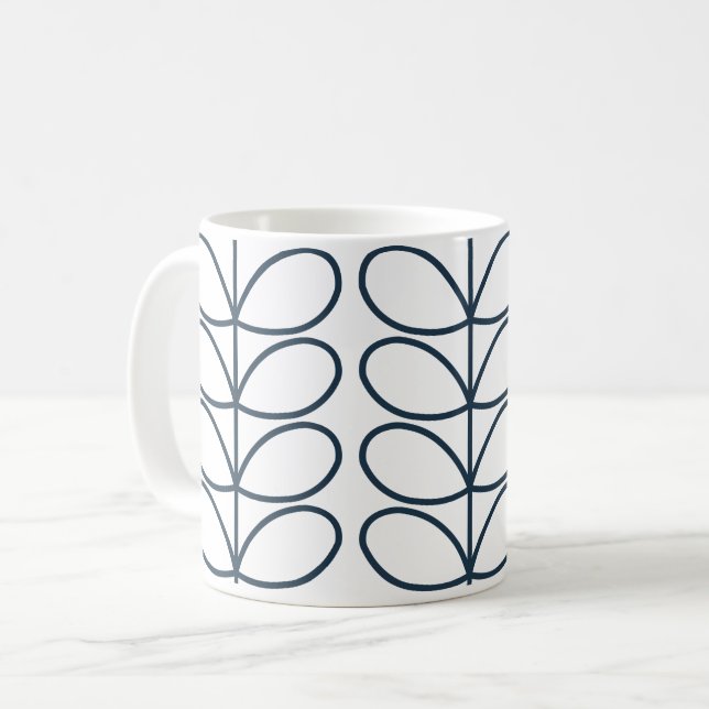 Caneca De Café Padrão de Tronco Azul de Baleia Linear - Retroativ (Frente Esquerda)