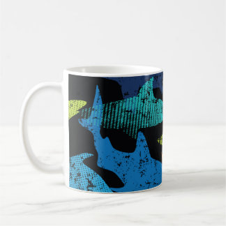 Caneca De Café Padrão de tubarões, urbano moderno