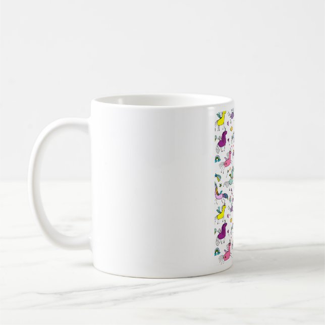 Caneca De Café padrão de unicórnio arco-íris fofo (Esquerda)
